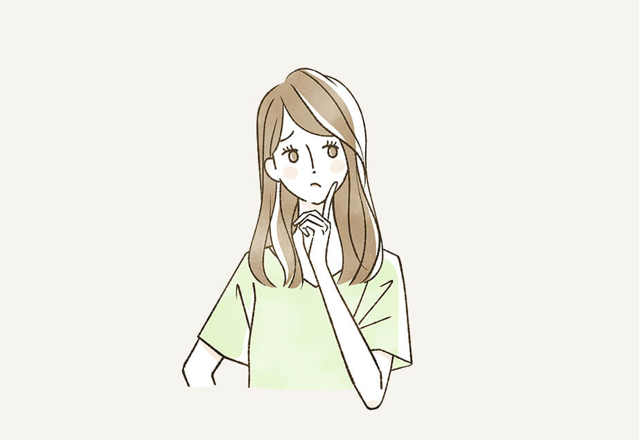 首をかしげて悩む女性のイラスト1