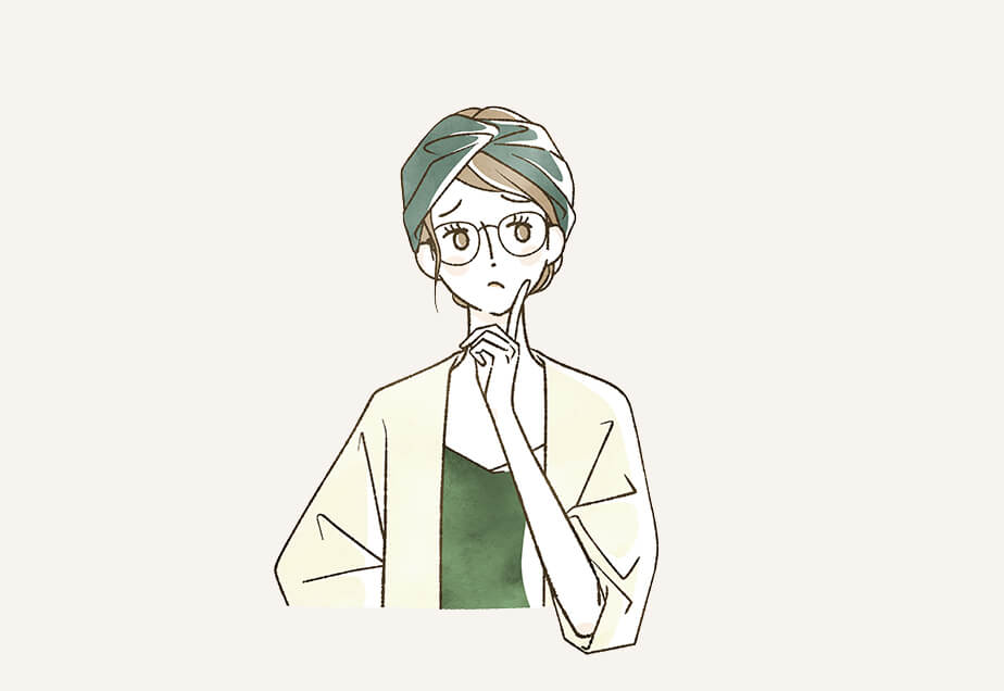 首をかしげて悩む女性のイラスト2