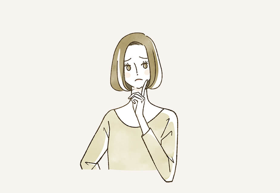 首をかしげて悩む女性のイラスト3